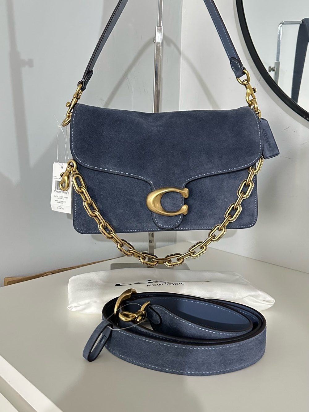 ❤️ new coach tabby chain / suede light denim - Picture 2 of 9